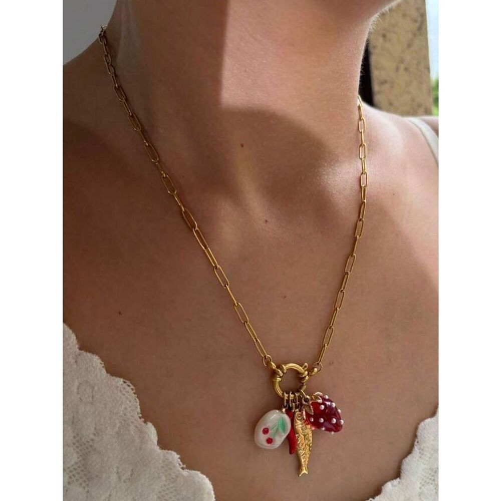 Summer strawberry necklace #2527